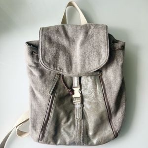 Free People fabric and distressed leather back pack